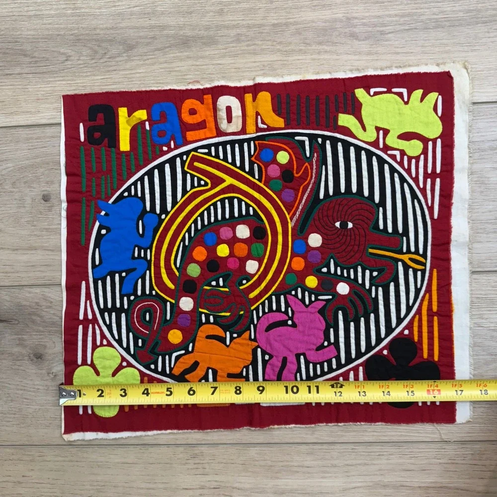 Aragon Textile Art Dragon‎ Applique Tapestry Wall Hanging Colorful Folk Art